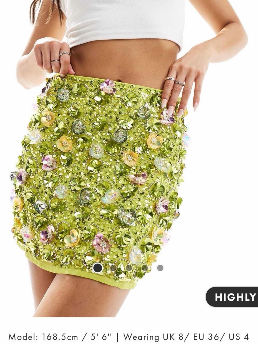 ASOS Lime Green Embellished Mini Skirt